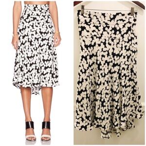 A.L.C. Corso Skirt 6 Silk Flowers Black White Floral high low long blooms